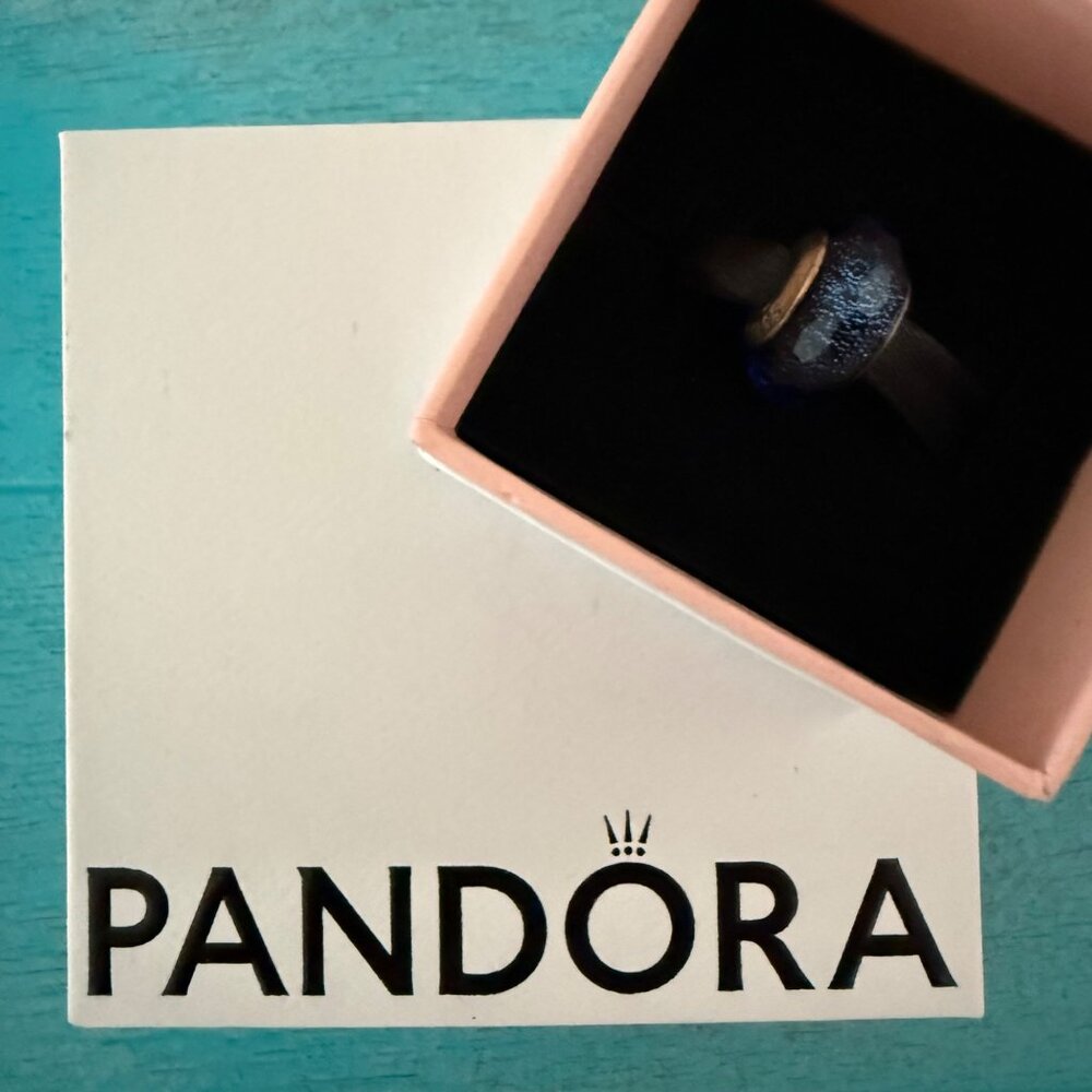 Pandora Fascinating Blue Iridescence Blue Murano Glass Bead ALE 925 Silver